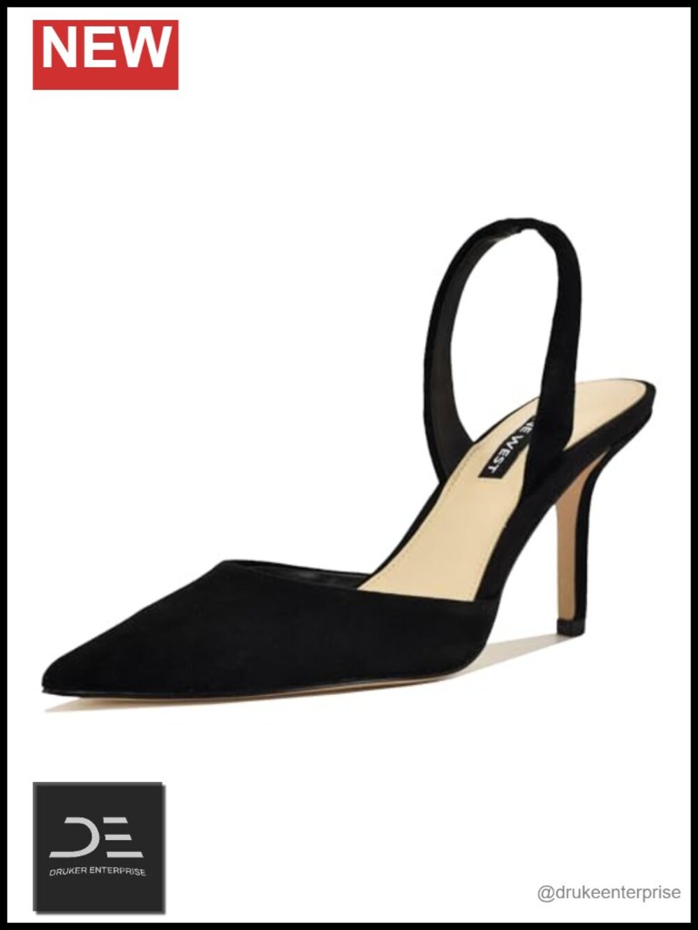Nine West Paytie Slingback Stiletto Heels Pointy Toe Suede Pumps